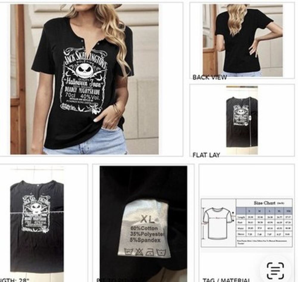 Jack Skellington Nightmare Halloween Graphic Tee Black Women’s XL NWOT
